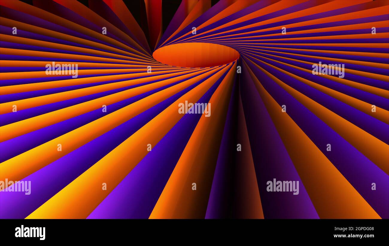 Geometric stripes in 3d render propeller vortex radial rotation. Spiral ...