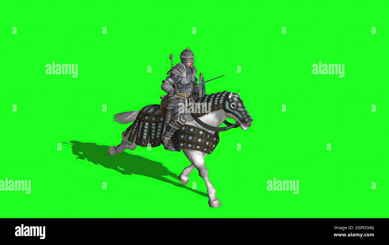 3d illustration - Medieval Knight Ride Horse With Sword And Shield on ...
