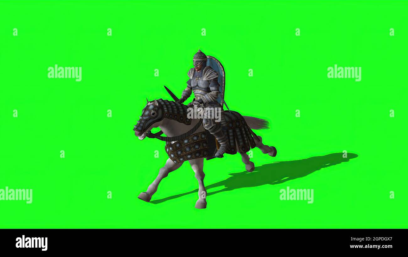 3d illustration - Medieval Knight Ride Horse With Sword And Shield on ...