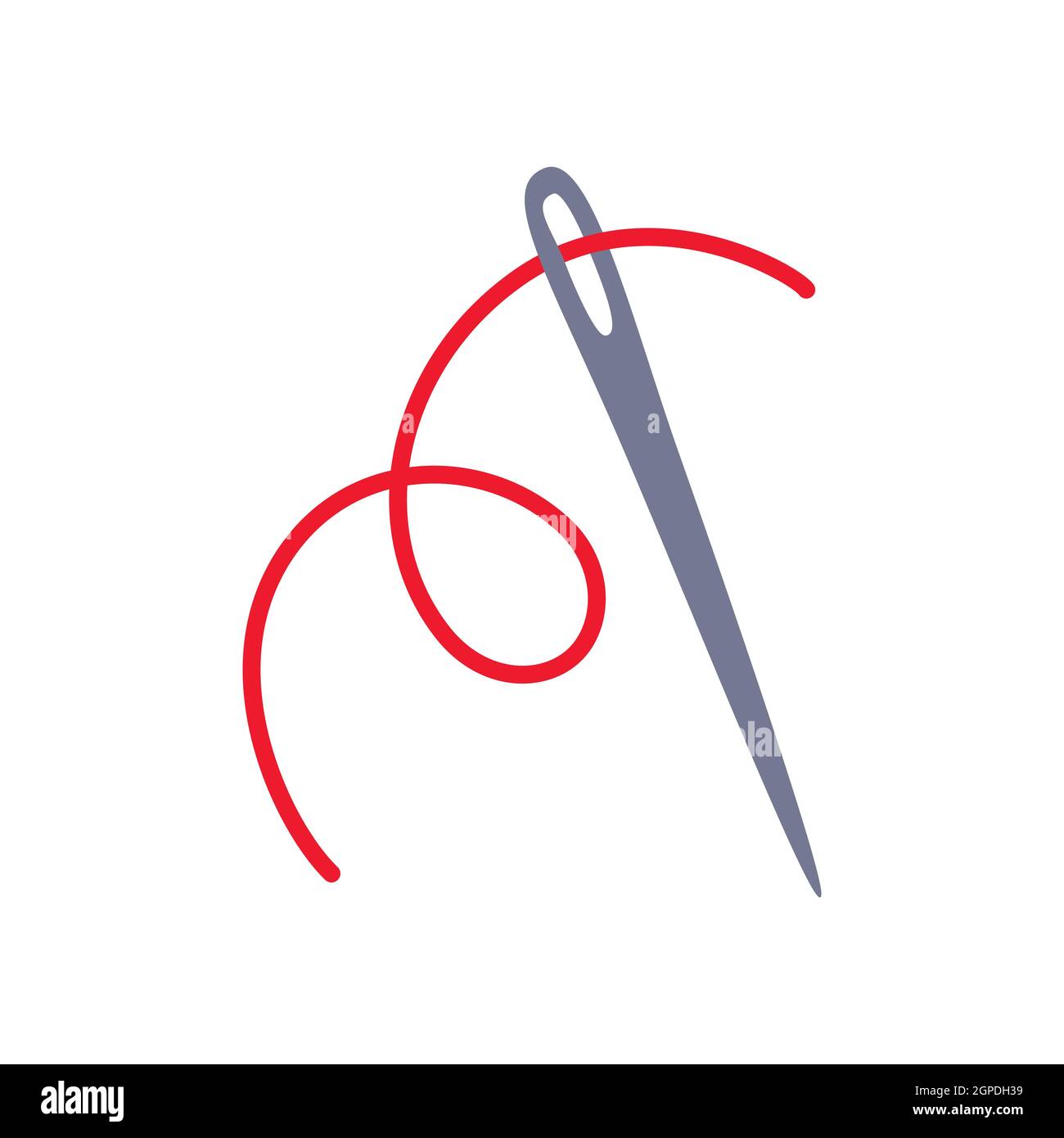 Thread a needle. Vector illustration isolated on white background Stock ...