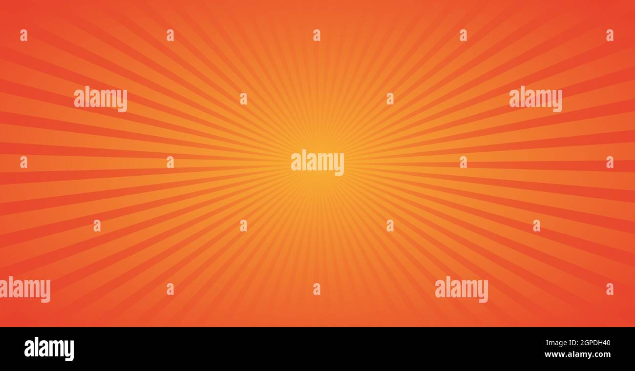 Abstract image, orange rays of the sun on a red background - Vector ...