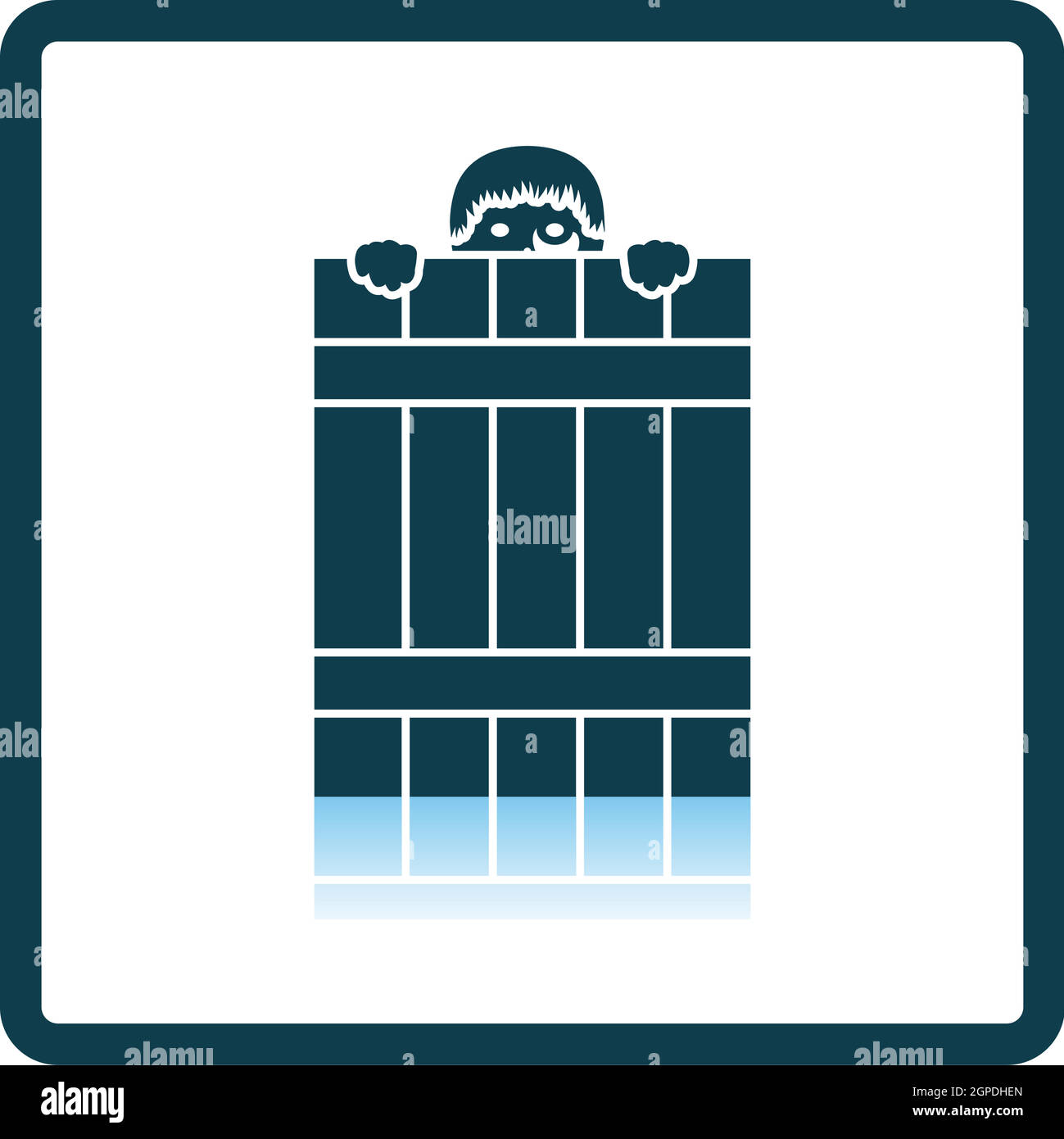 Criminal Peeping From Fence Icon Stock Vector