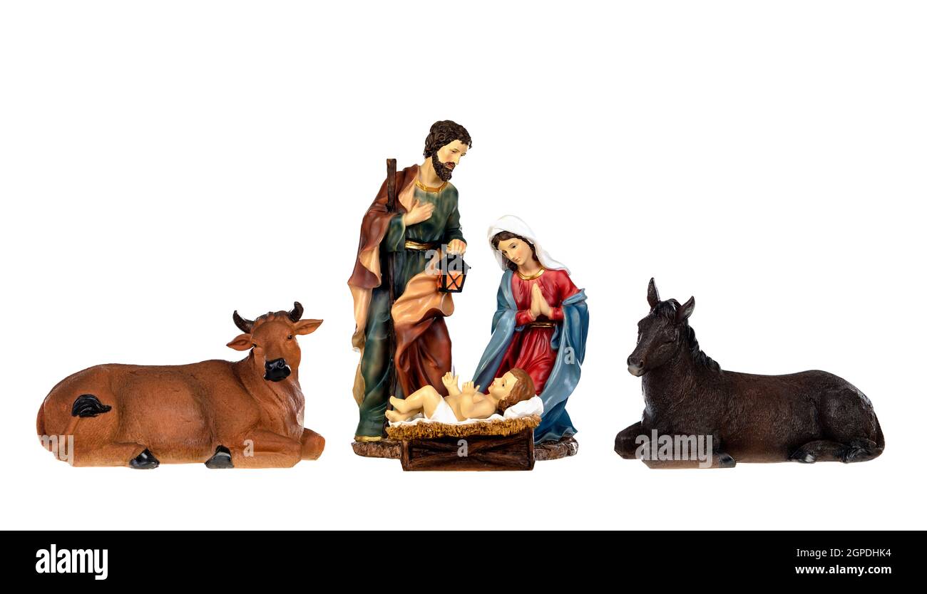 Image figures for the Nativity Portal isolated on a white background Stock Photo