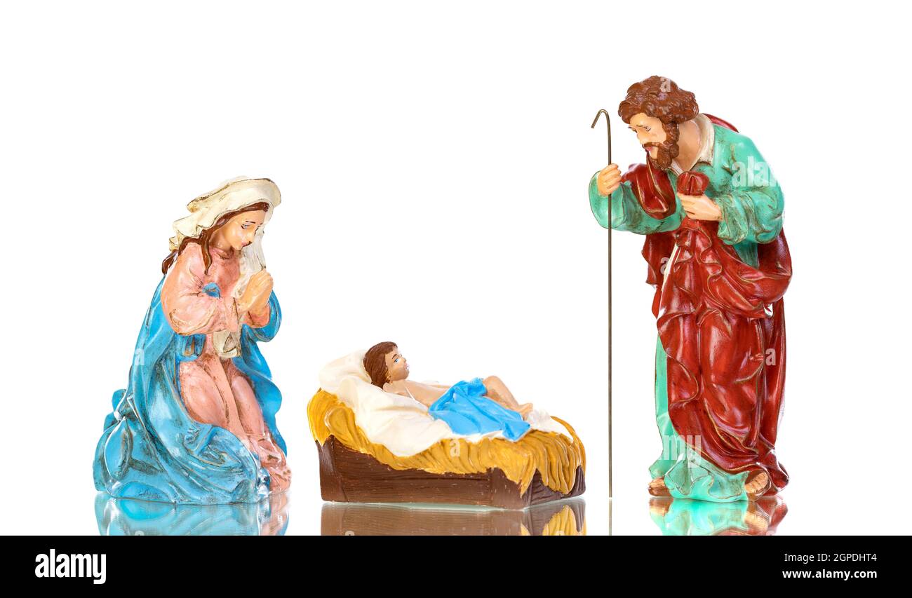 Traditional Christmas nativity with Mary and Joseph and Baby Jesus ...