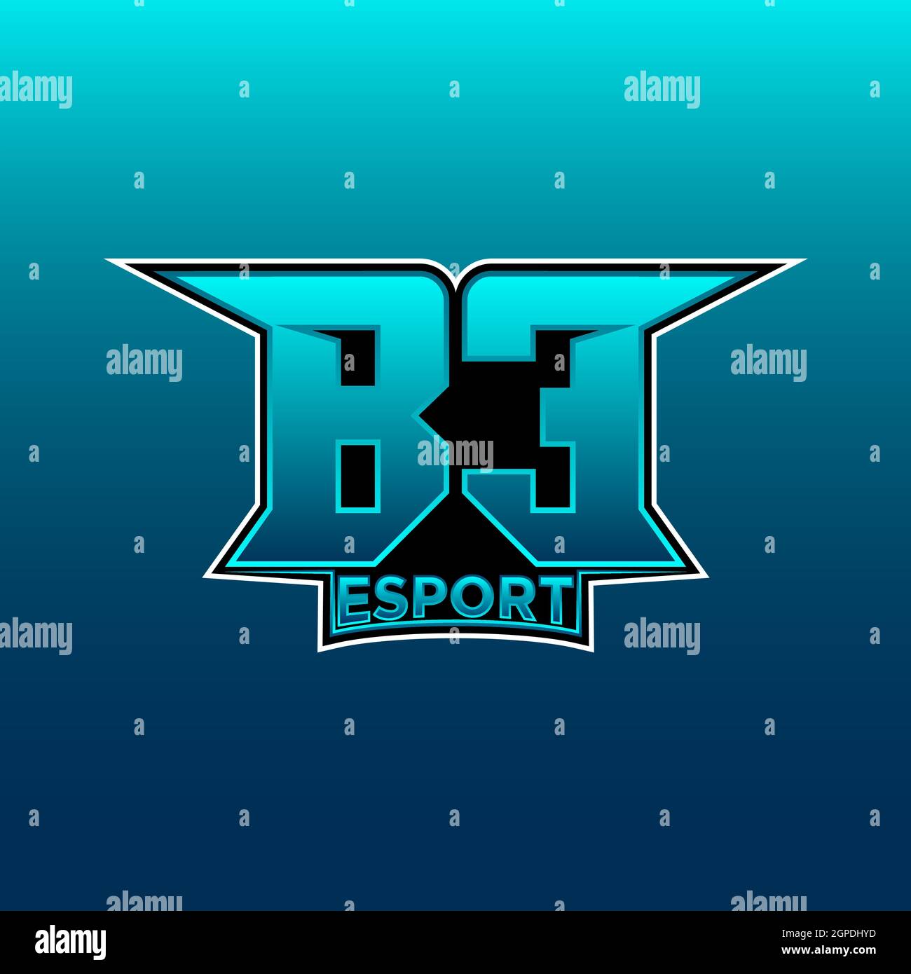 BE Logo ESport Gaming Initial with Blue Light Color design vector template Stock Vector