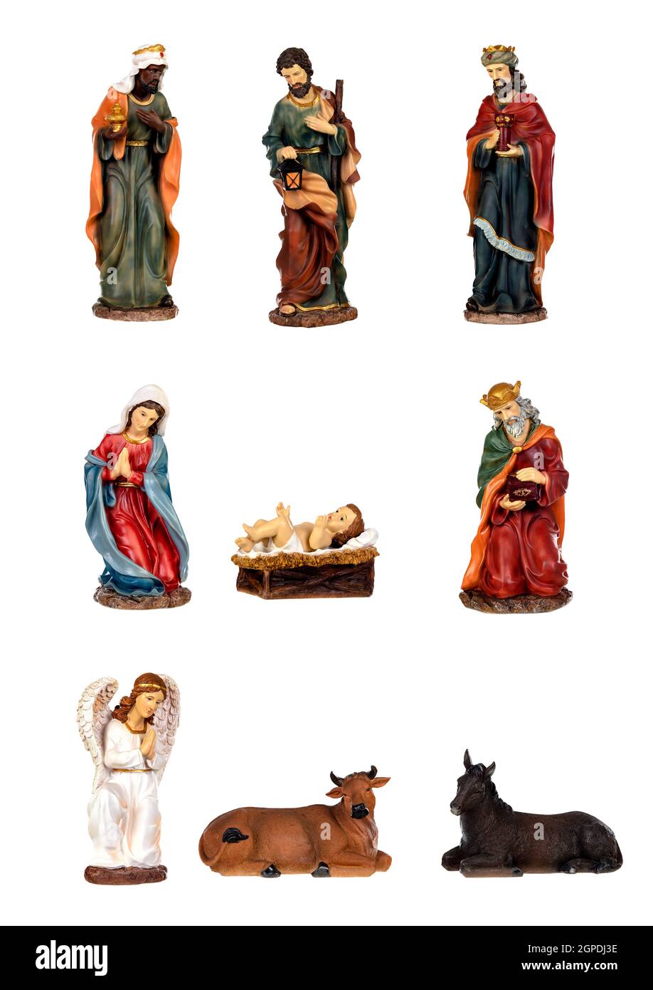 Image figures for the Nativity Portal isolated on a white background Stock Photo