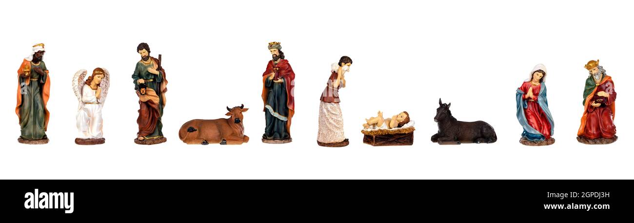 Image figures for the Nativity Portal isolated on a white background Stock Photo