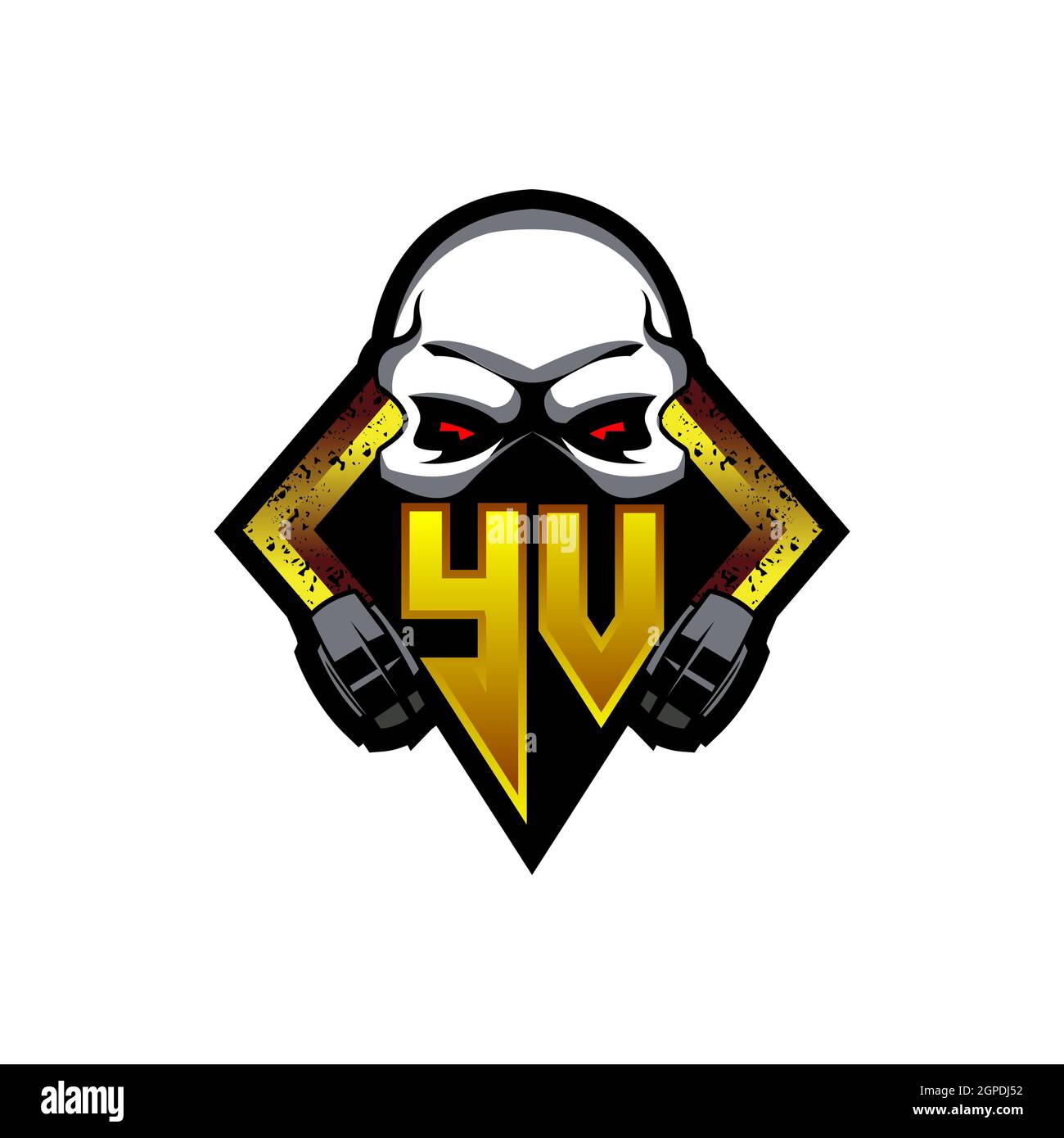 YV Logo monogram with Skull Shape designs template vector icon modern Stock Vector