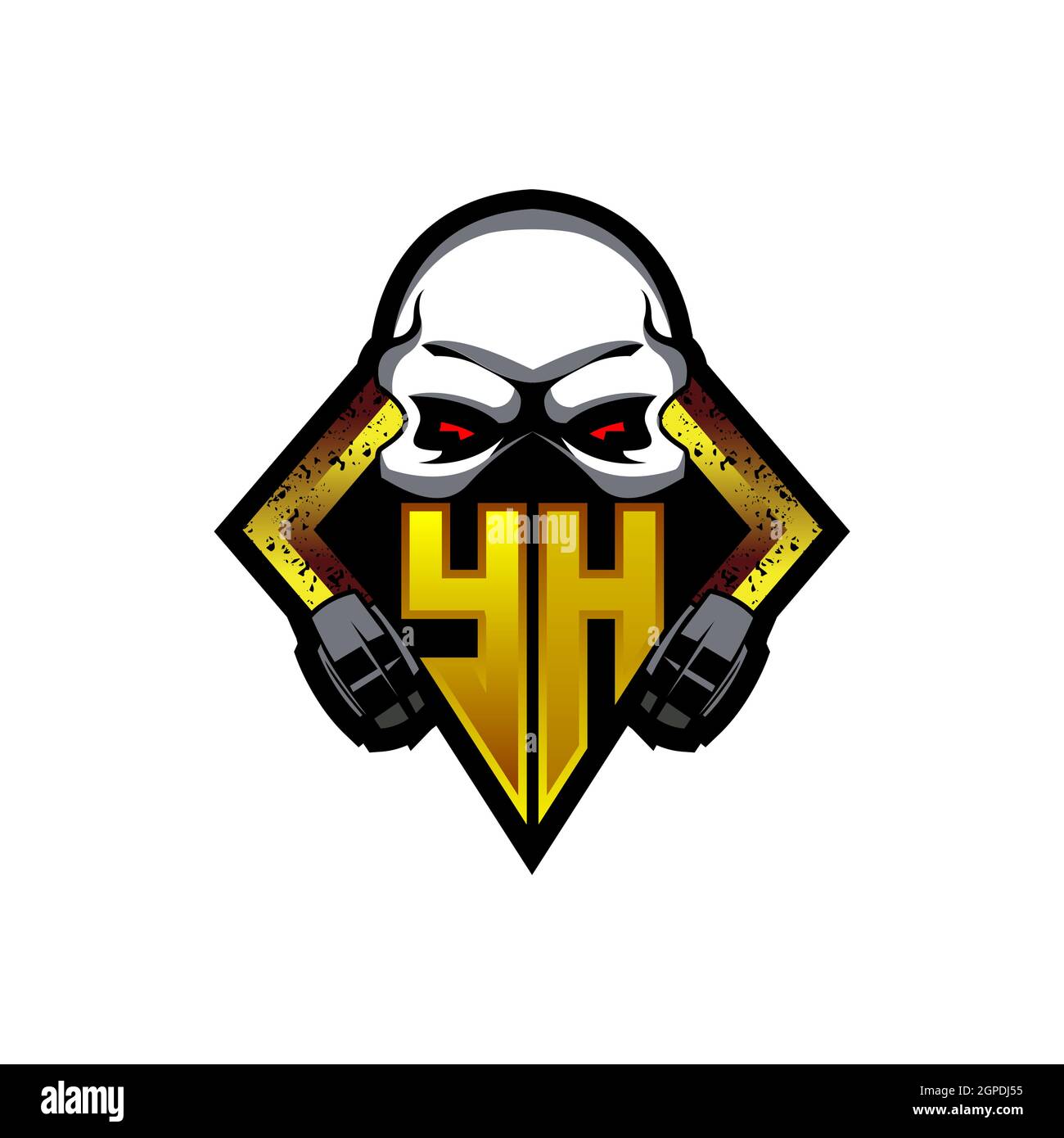 YH Logo monogram with Skull Shape designs template vector icon modern Stock Vector