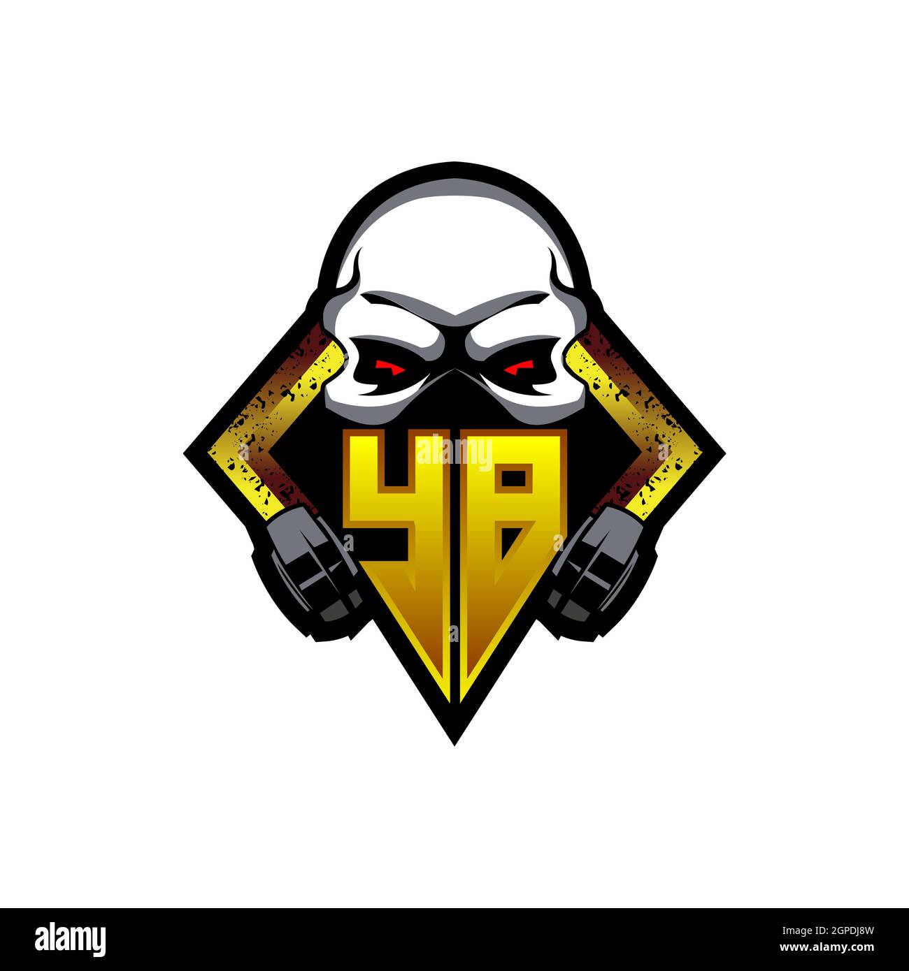 YB Logo monogram with Skull Shape designs template vector icon modern