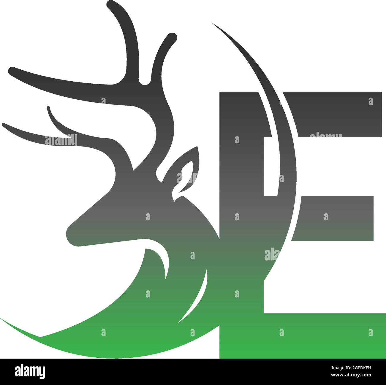 Letter E icon logo with deer illustration design Stock Vector