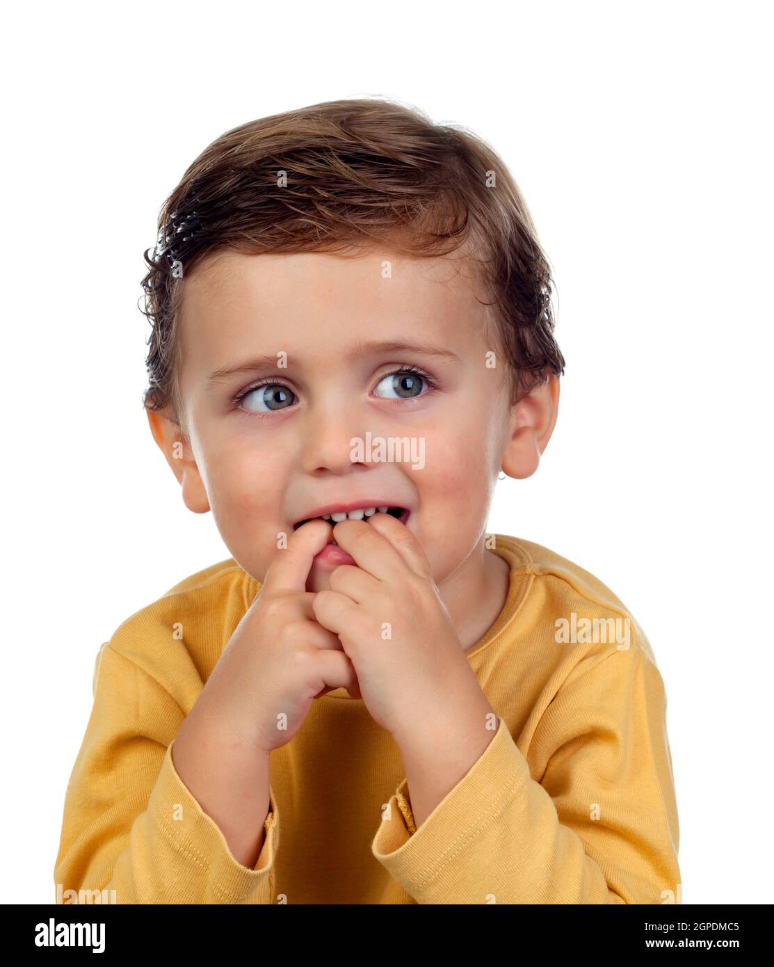 Adorable small child two years old sucking his hand Stock Photo Alamy