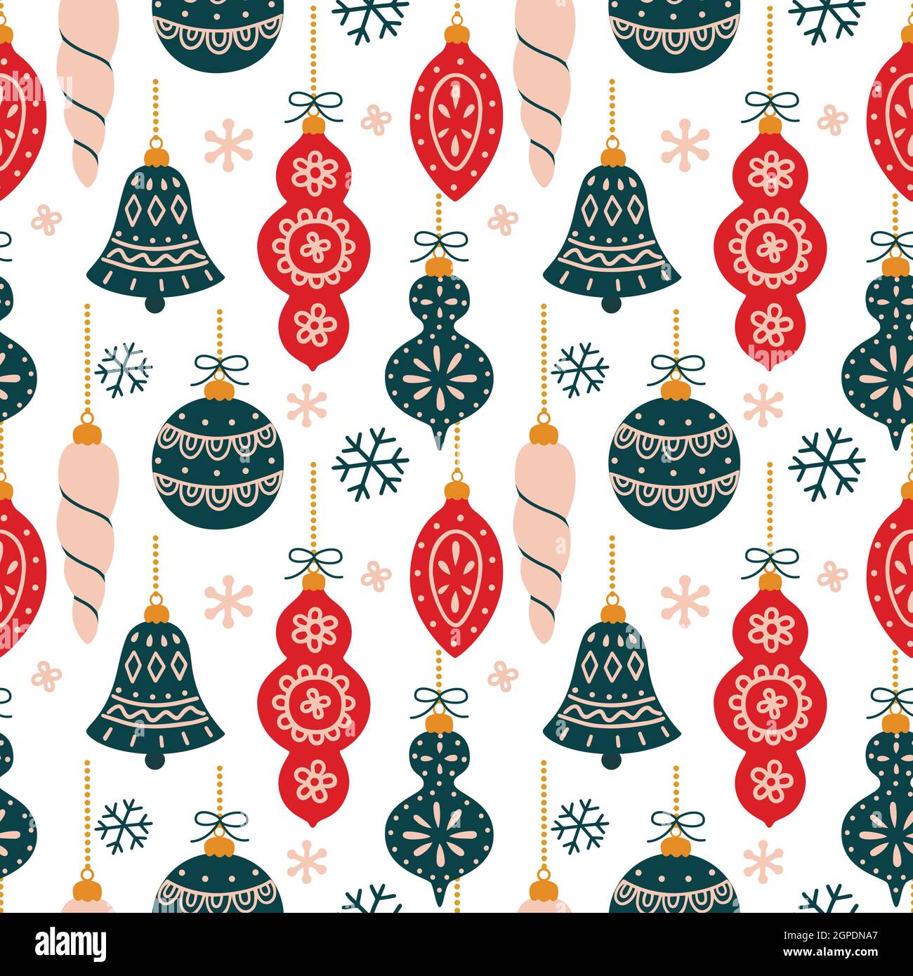 Vector seamless pattern with New Year and Christmas symbols Stock ...