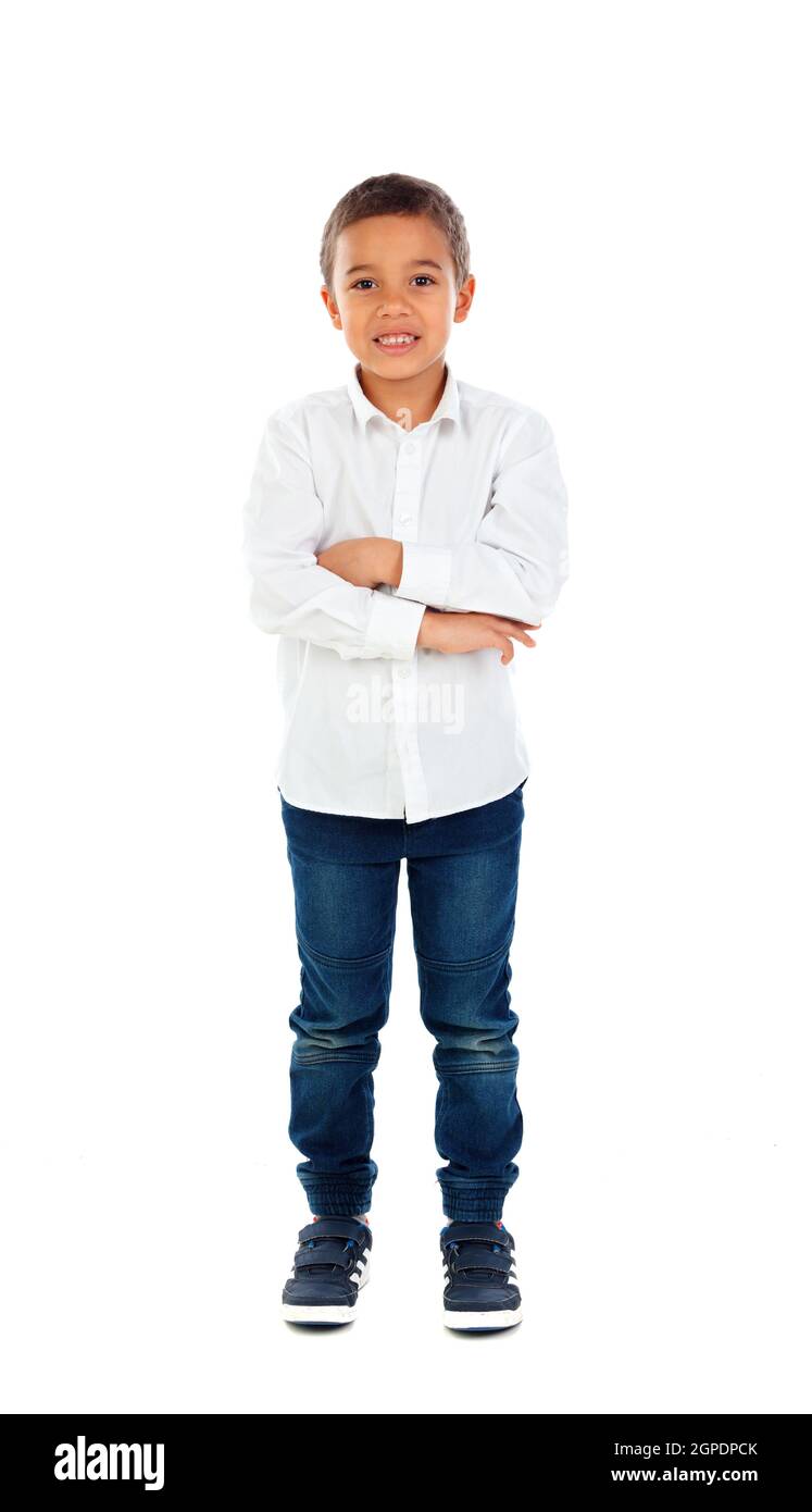 Full portrait of a beautiful child isolated on a white background Stock