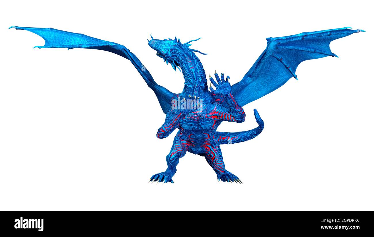 3D rendering of a fantasy dragon isolated on white background Stock ...