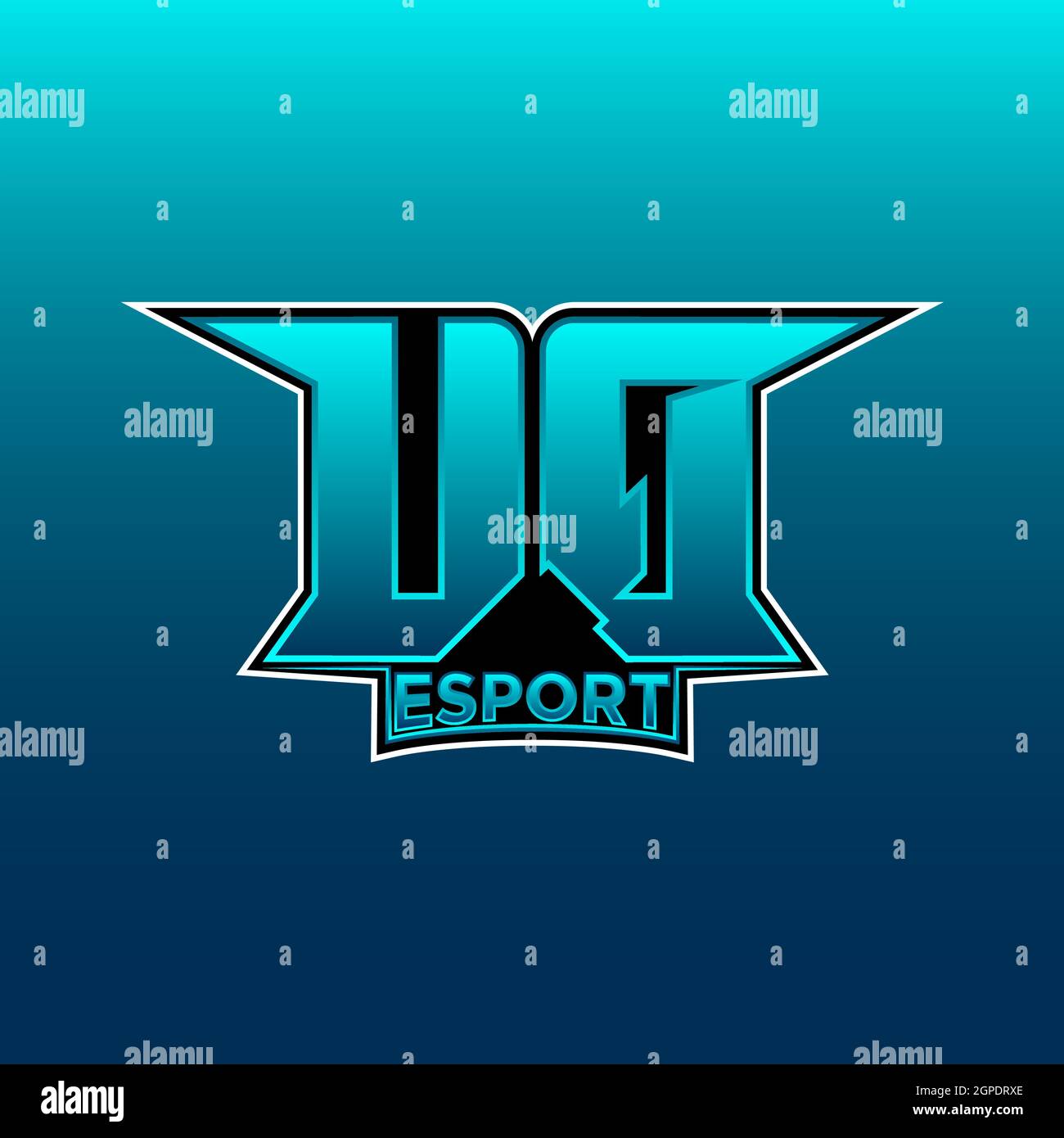 UQ Logo ESport Gaming Initial with Blue Light Color design vector