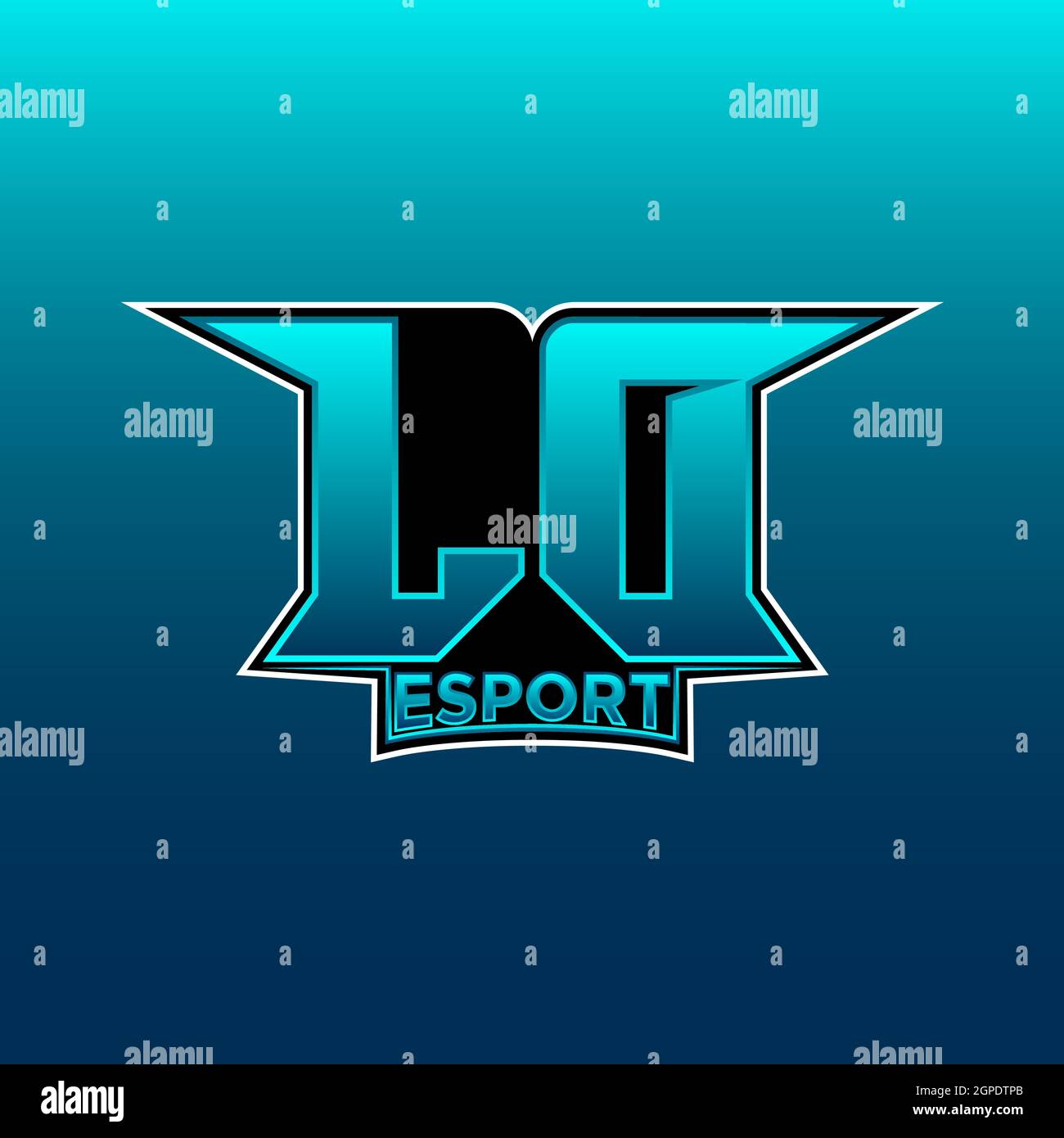 LD Logo ESport Gaming Initial with Blue Light Color design vector template Stock Vector