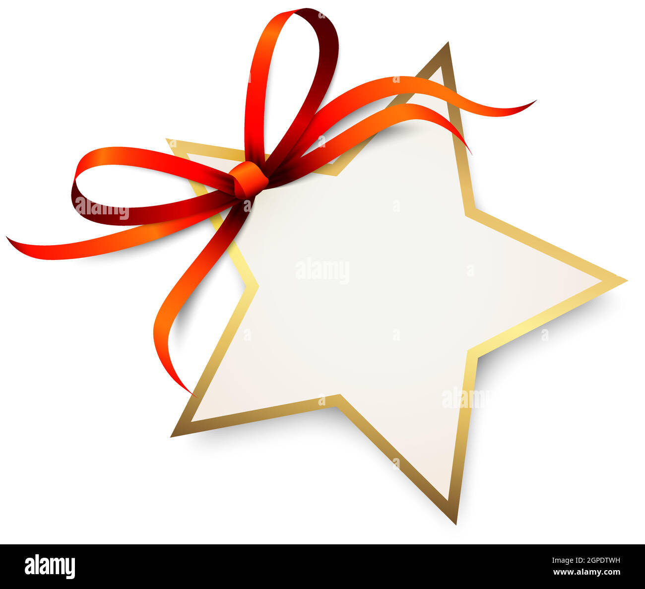gold ribbon bow with christmas star hang tag Stock Vector Image & Art