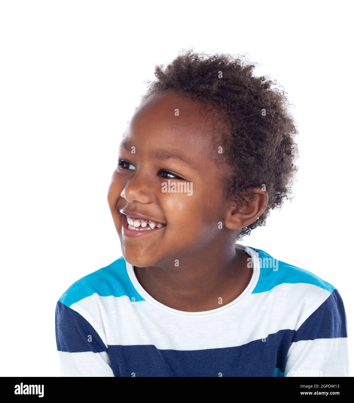 African child laughing isolated on white background Stock Photo