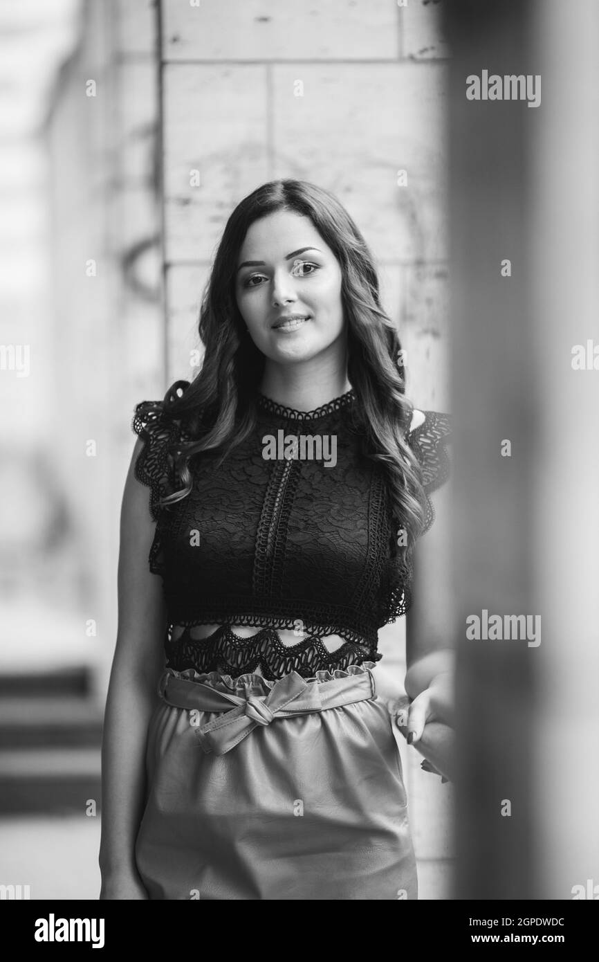 Girl in street in miniskirt hi-res stock photography and images - Alamy