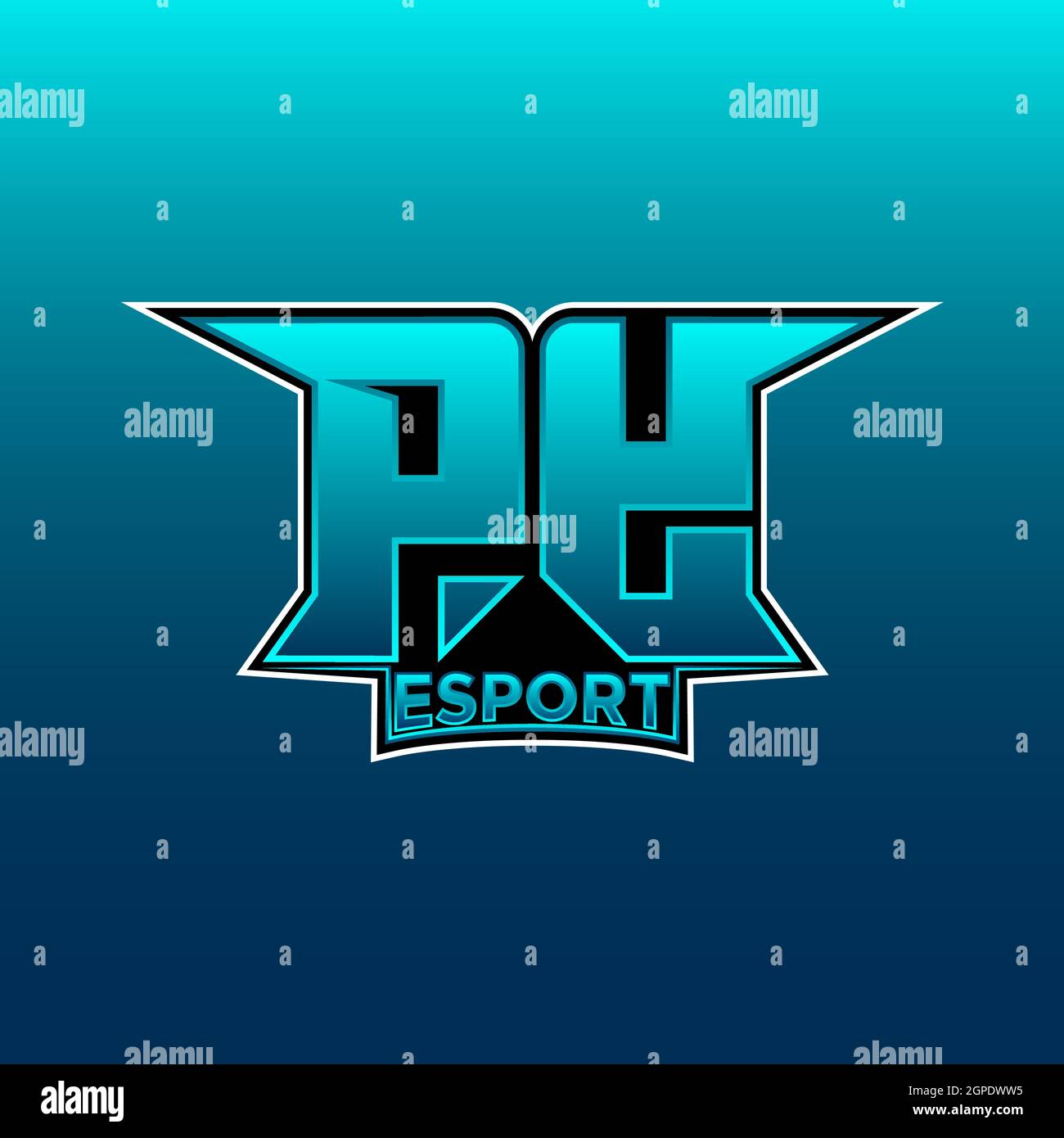 PY Logo ESport Gaming Initial with Blue Light Color design vector template Stock Vector
