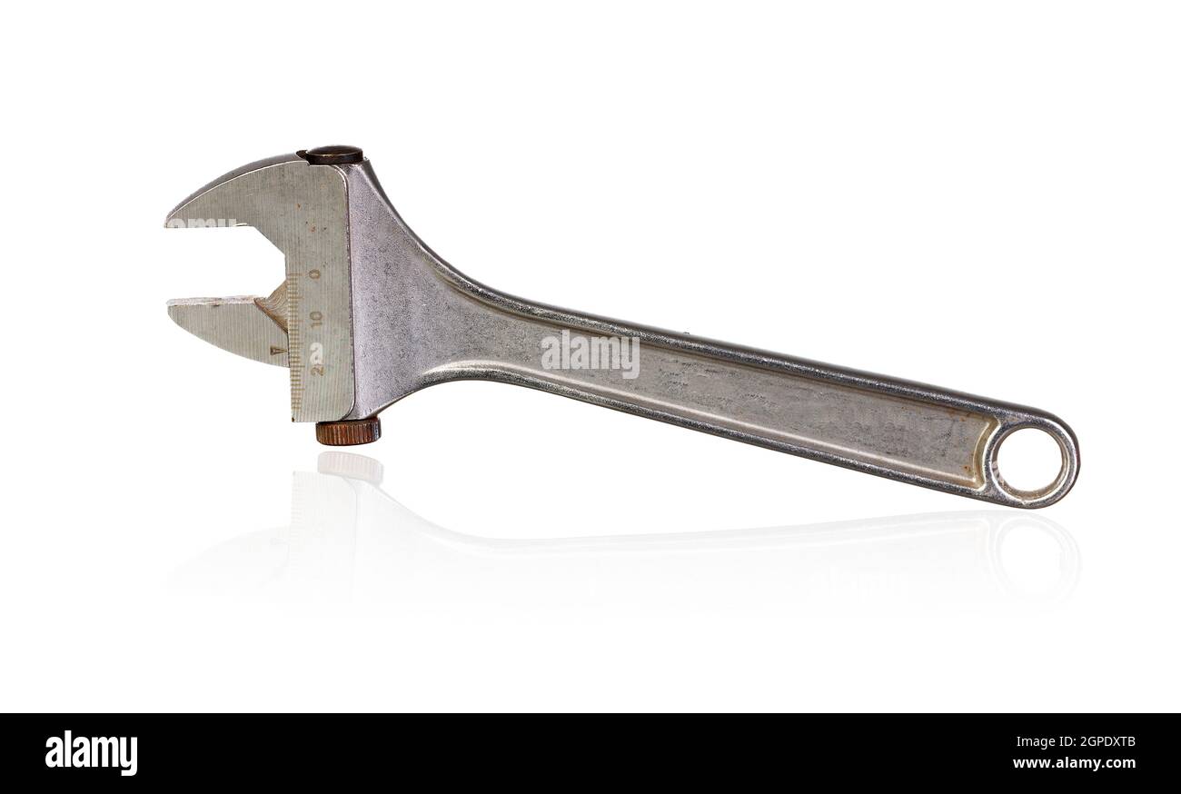 Adjustable wrench isolated on white background Stock Photo - Alamy