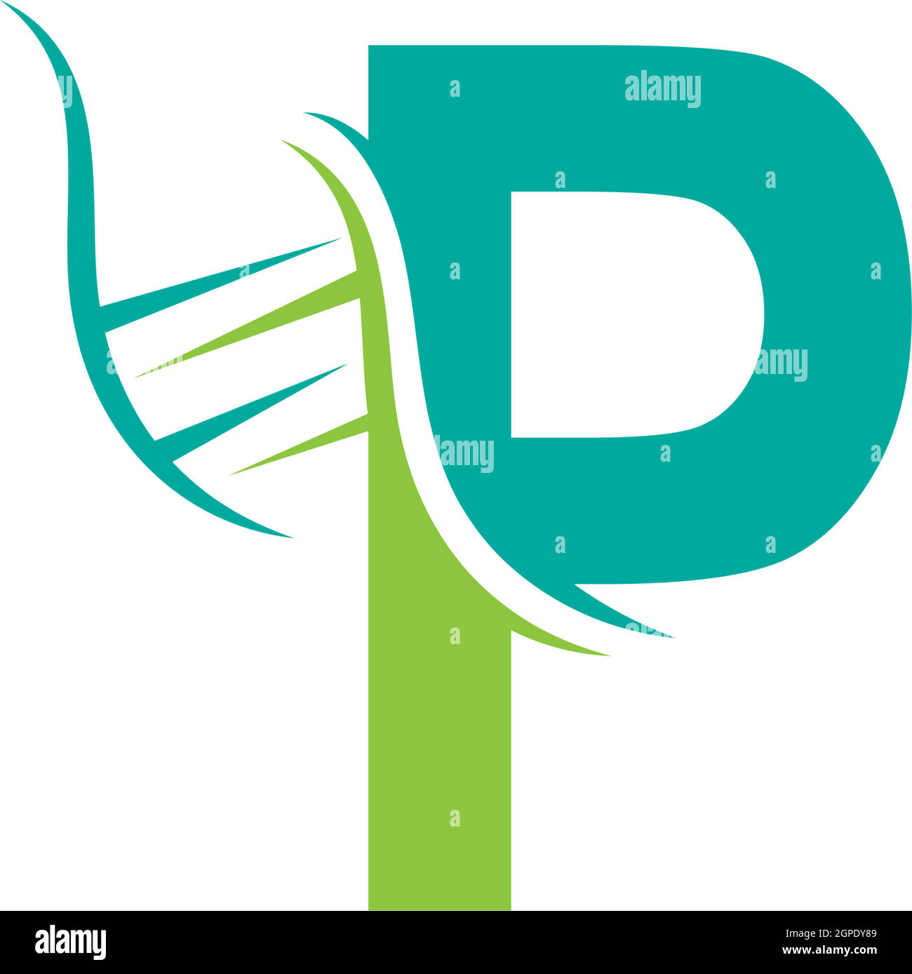 DNA icon logo with letter P template design Stock Vector