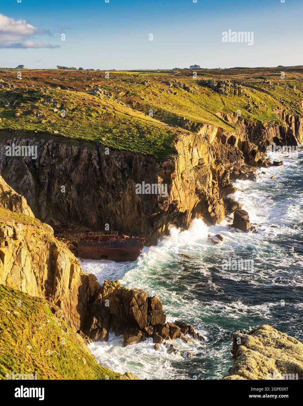 Evening golden hour looking from Mayon Cliff along the Cornish