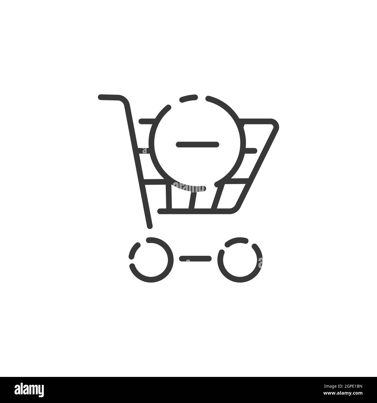 Shopping cart thin line icon. Delete product. Outline commerce vector illustration Stock Vector