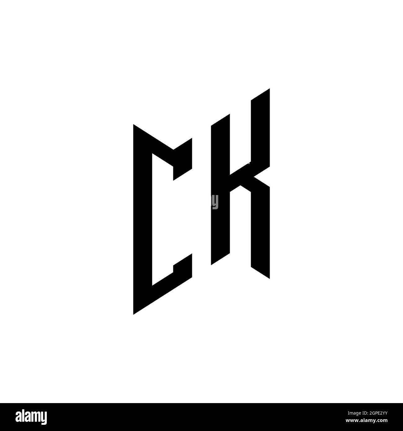 CK Monogram geometric shape style template. Monogram initial design vector isolated on white background Stock Vector