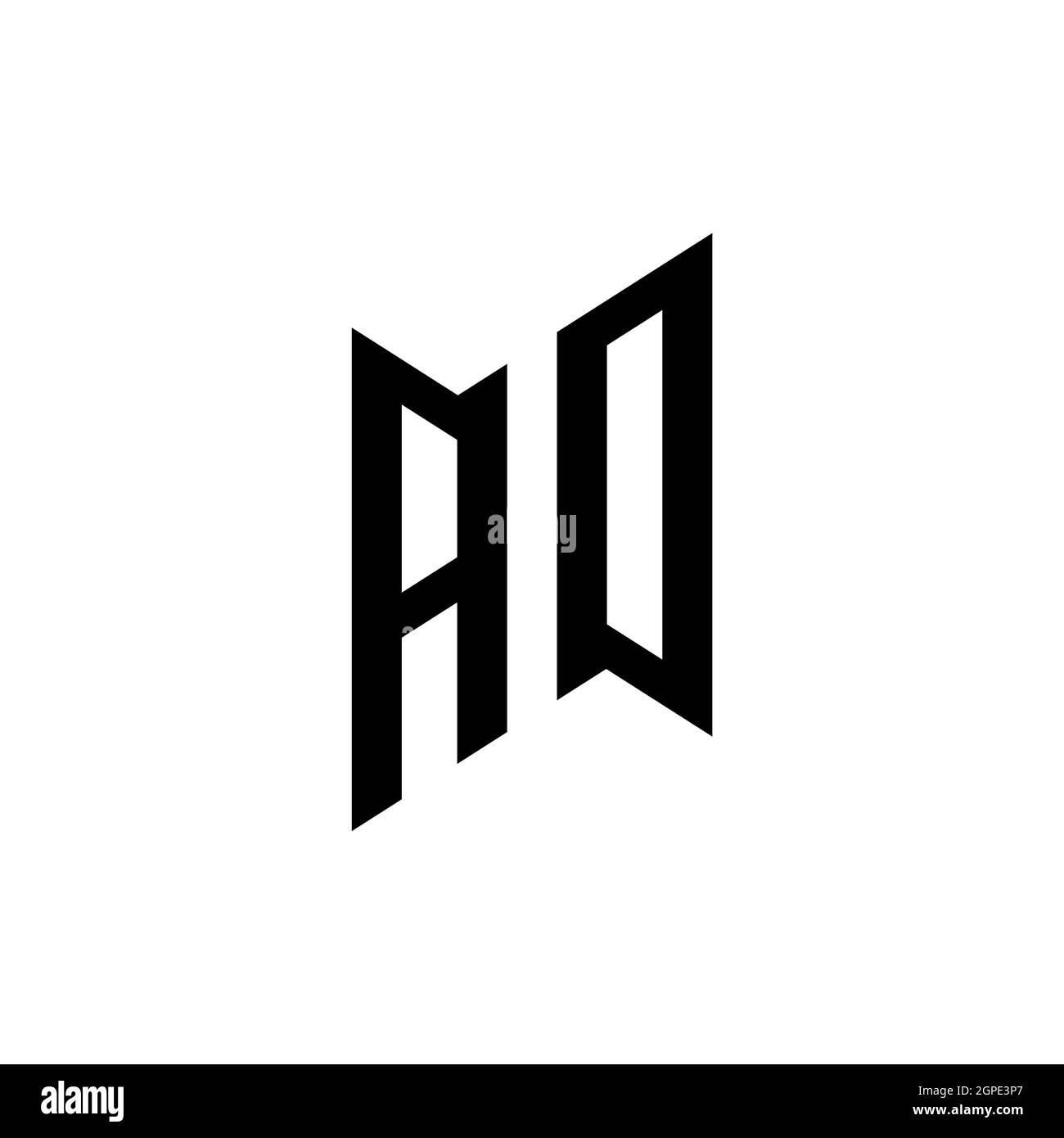 AO Monogram geometric shape style template. Monogram initial design vector isolated on white background Stock Vector