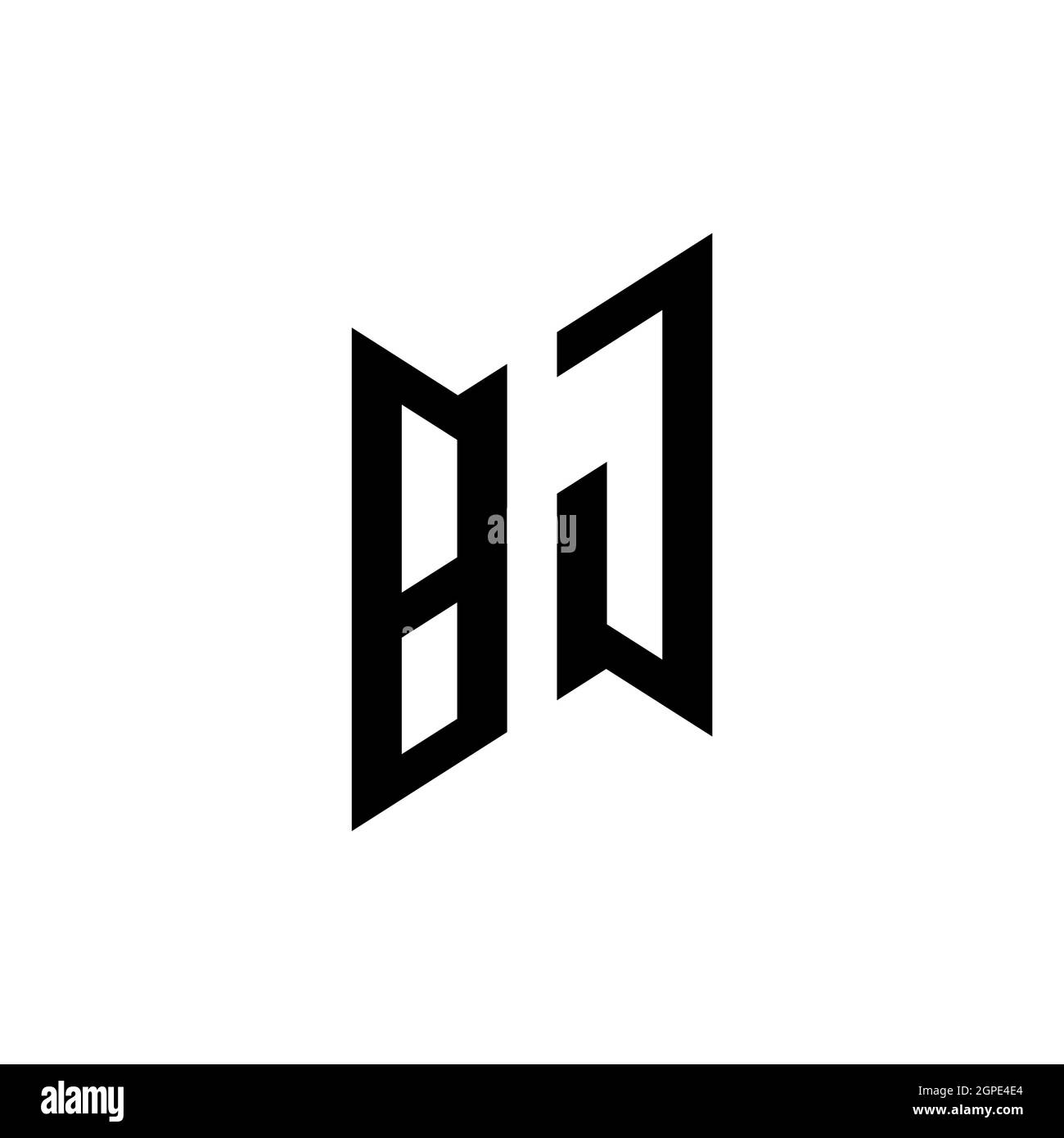 BJ Monogram geometric shape style template. Monogram initial design vector isolated on white background Stock Vector