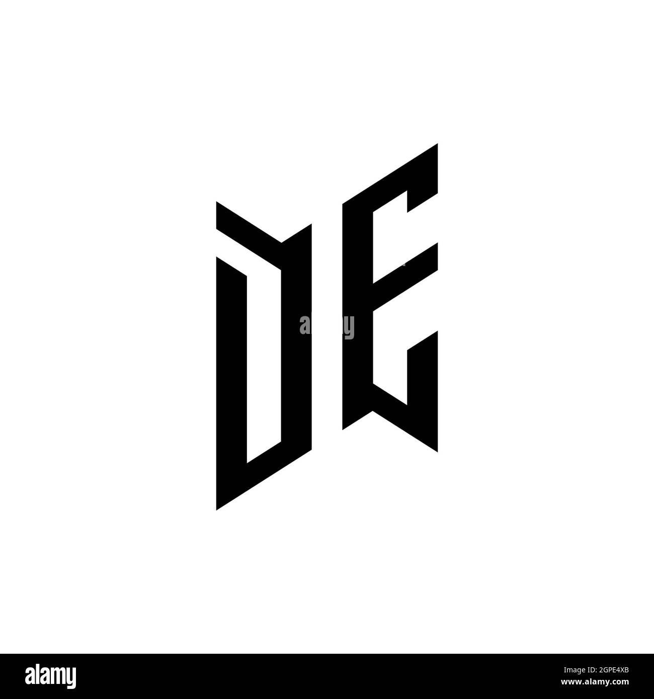DE Monogram geometric shape style template. Monogram initial design vector isolated on white background Stock Vector