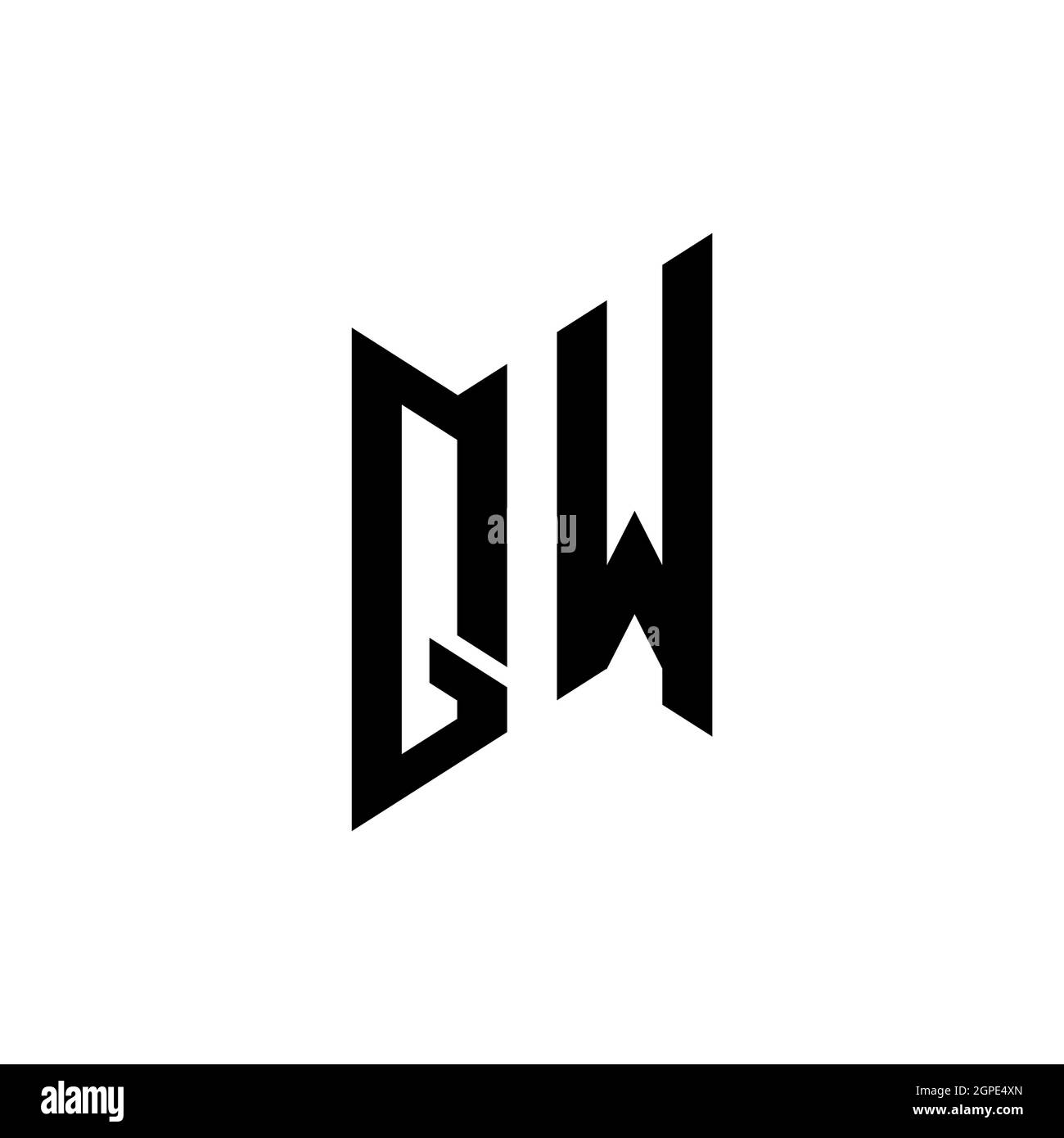 QW Monogram geometric shape style template. Monogram initial design vector isolated on white background Stock Vector