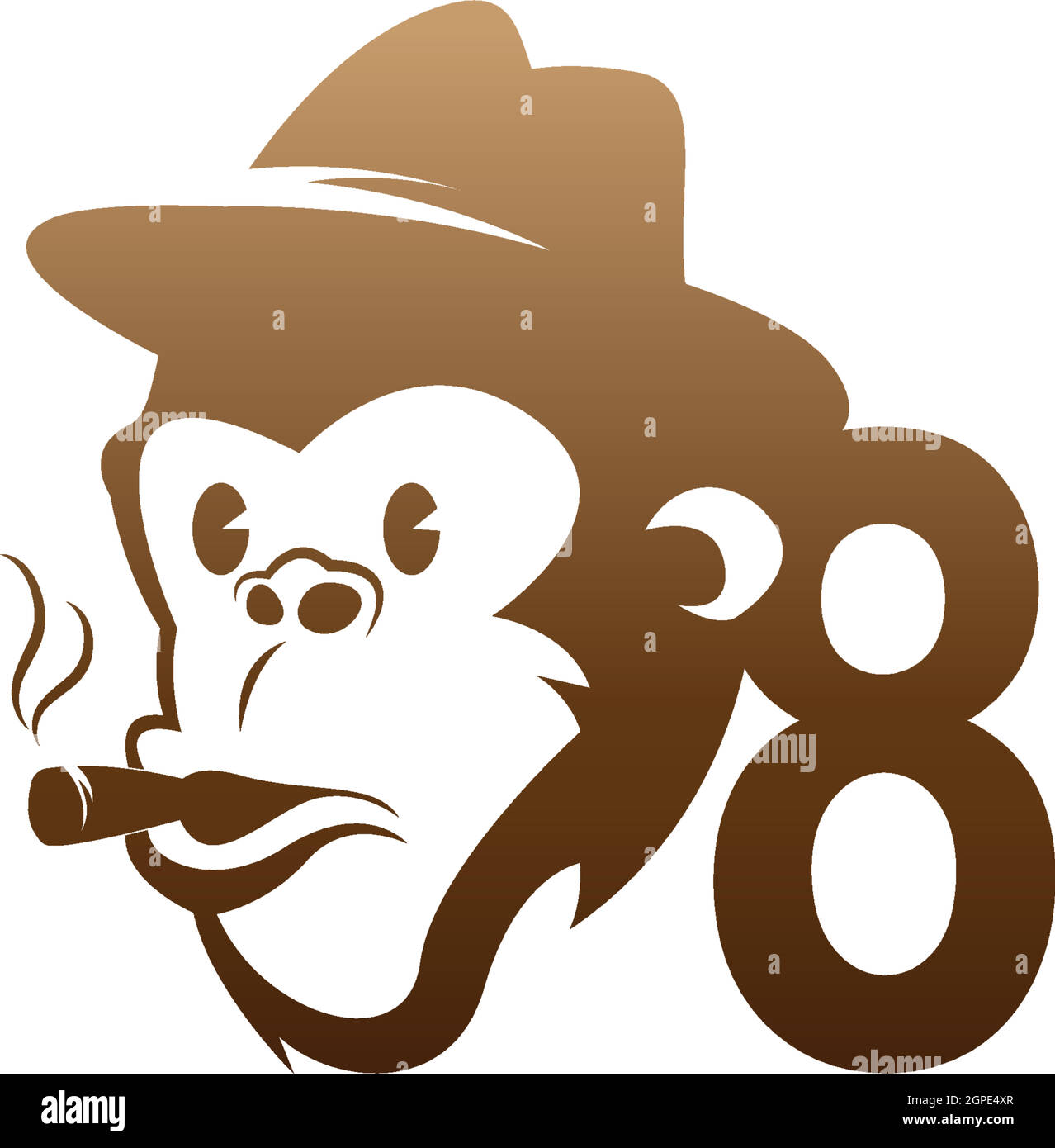Monkey head icon logo with number 8 template design Stock Vector