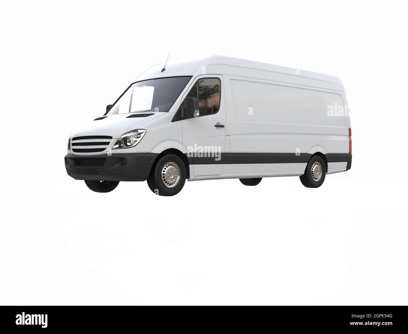 White Commercial Delivery Truck on a White Background isolated