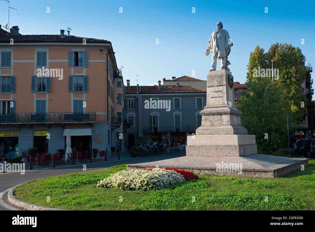 Italy, Lombardy, Crema, Giuseppe Garibaldi Square, Giusepe Garibaldi Monument by Francesco Barzaghi dated 1885 Stock Photo