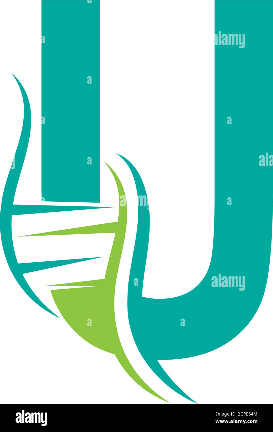 DNA icon logo with letter U template design Stock Vector