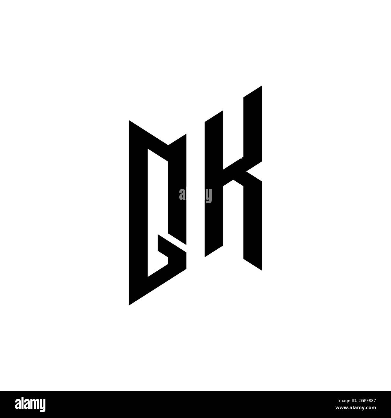 QK Monogram geometric shape style template. Monogram initial design vector isolated on white background Stock Vector