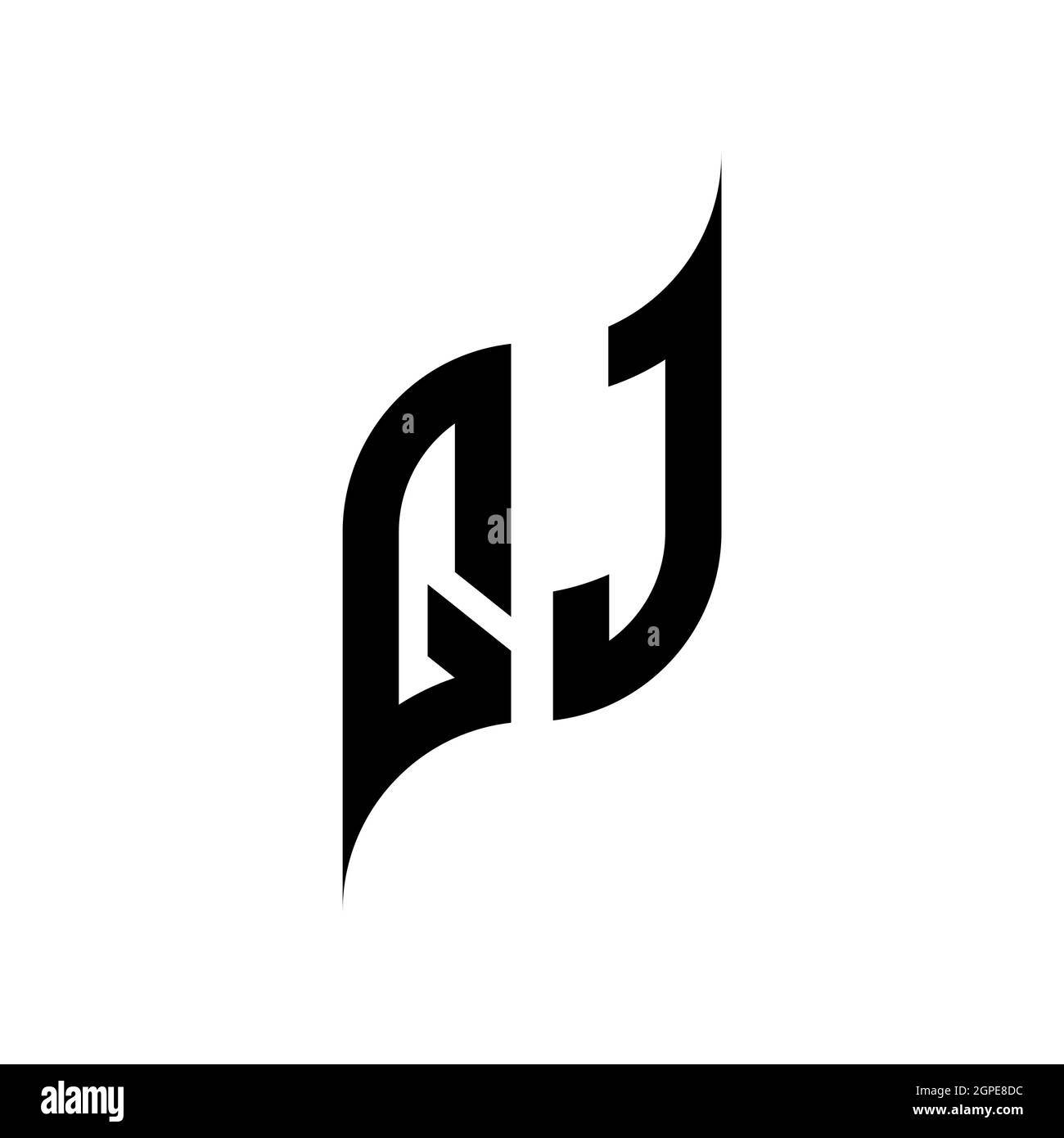 QJ Monogram geometric shape style template. Monogram initial design vector isolated on white background Stock Vector