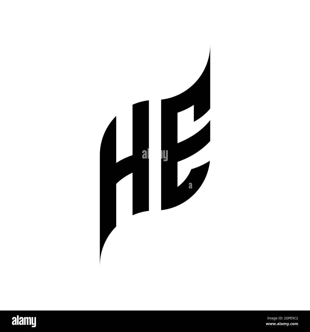 HE Monogram geometric shape style template. Monogram initial design vector isolated on white background Stock Vector