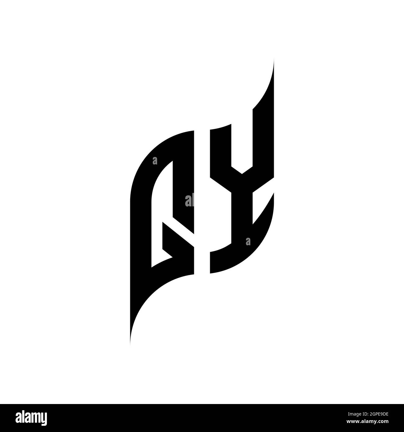 QY Monogram geometric shape style template. Monogram initial design vector isolated on white background Stock Vector