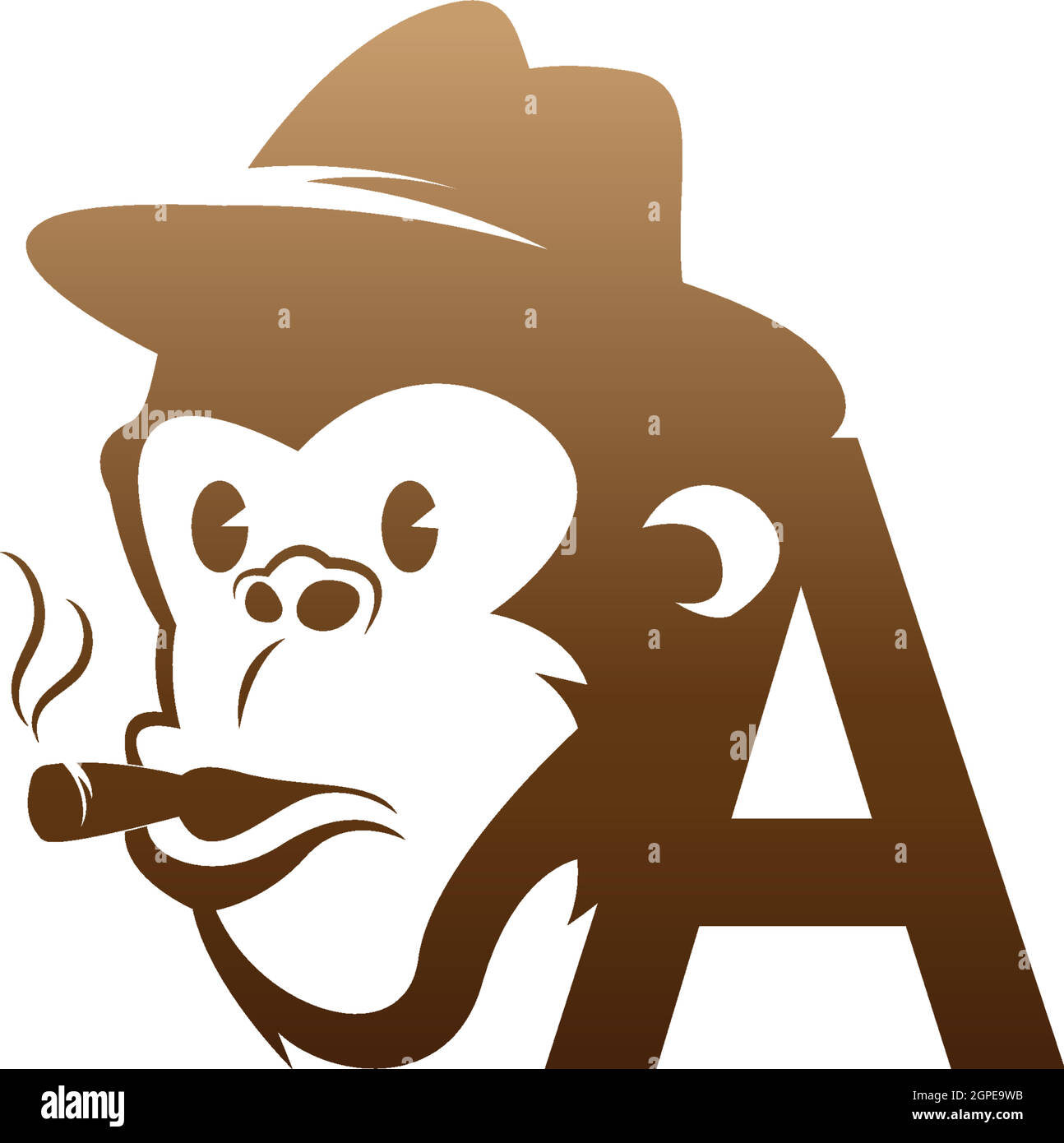 Monkey head icon logo with letter A template design Stock Vector