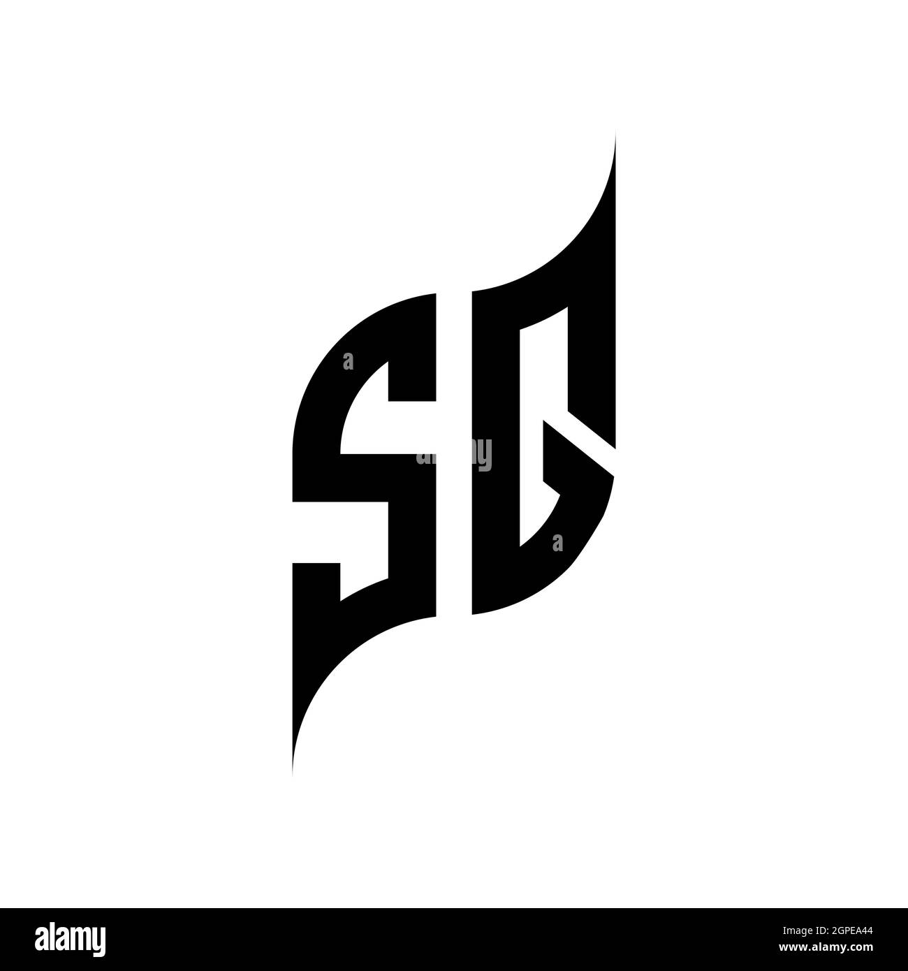SQ Monogram geometric shape style template. Monogram initial design vector isolated on white background Stock Vector