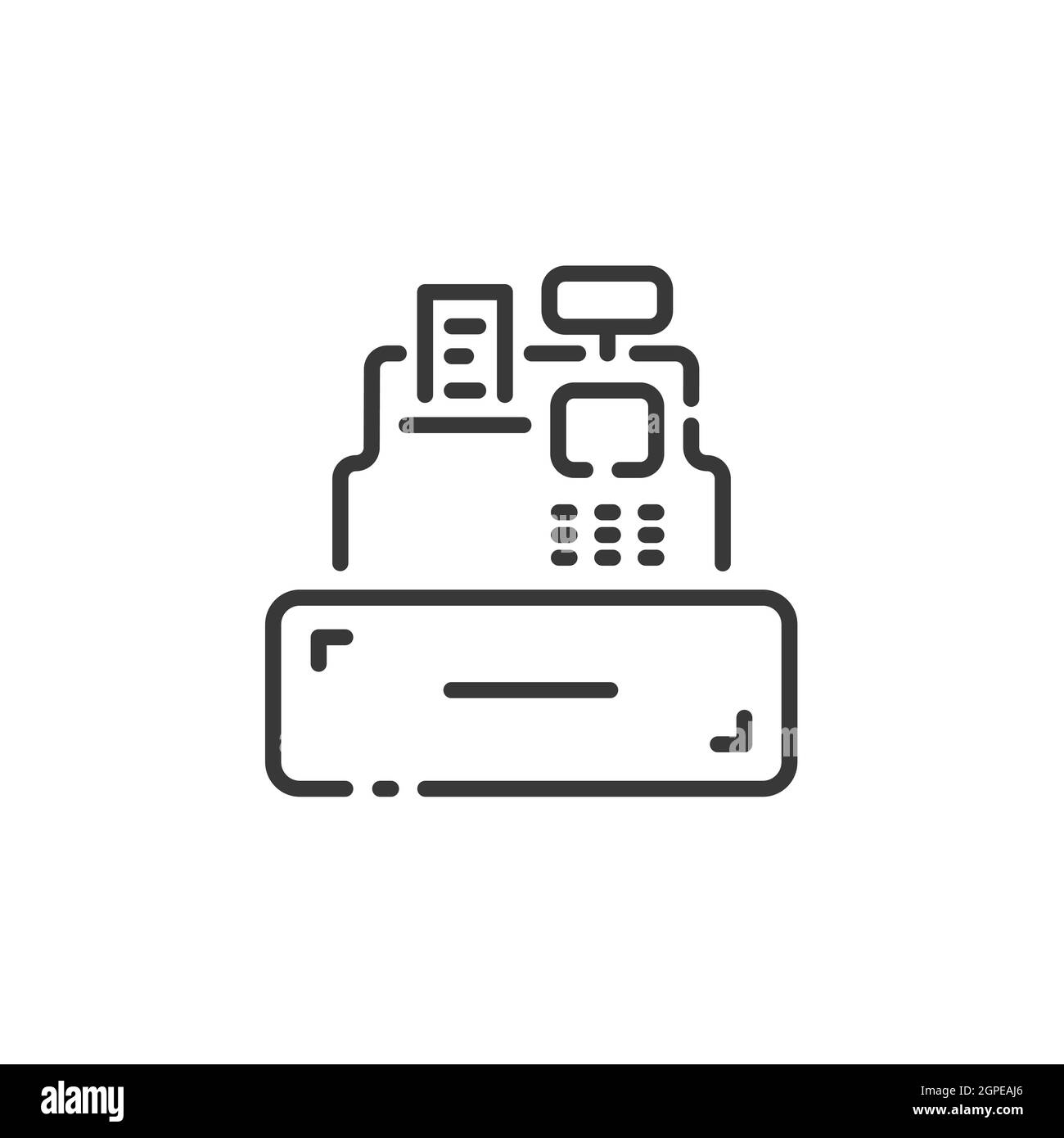 Cash register thin line icon. Cashier machine. Outline commerce vector