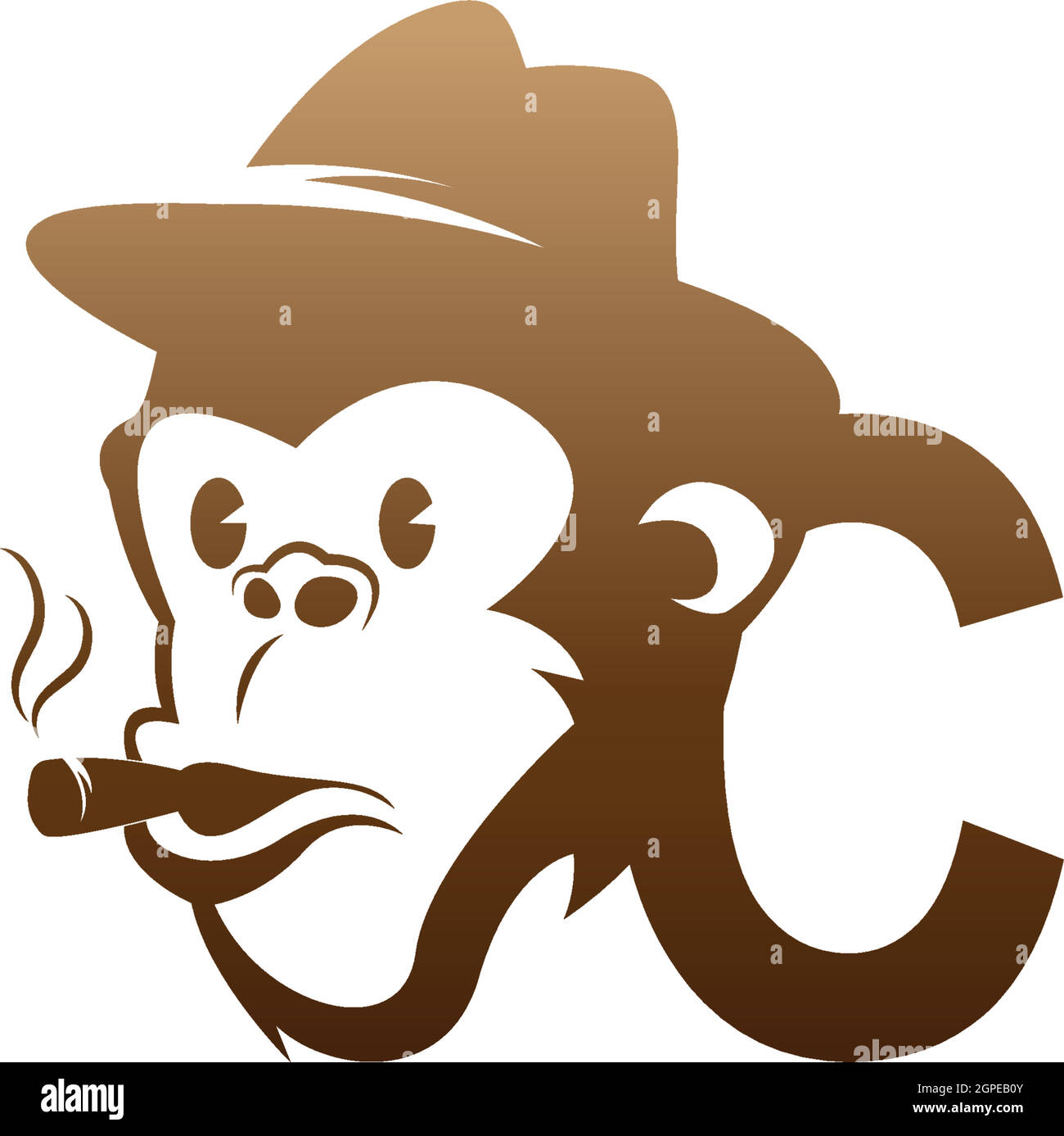 Monkey head icon logo with letter C template design Stock Vector Image ...