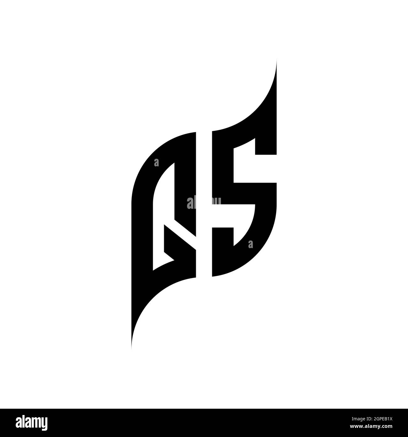 QS Monogram geometric shape style template. Monogram initial design vector isolated on white background Stock Vector