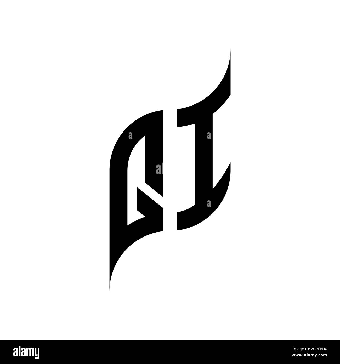 QI Monogram geometric shape style template. Monogram initial design vector isolated on white background Stock Vector