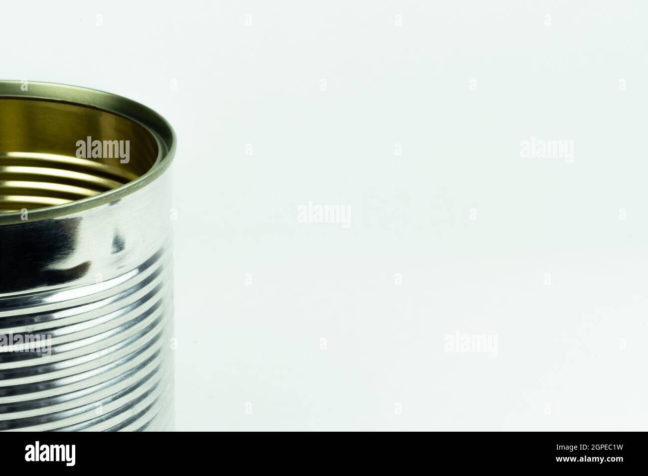 Metal tin can on white background Stock Photo