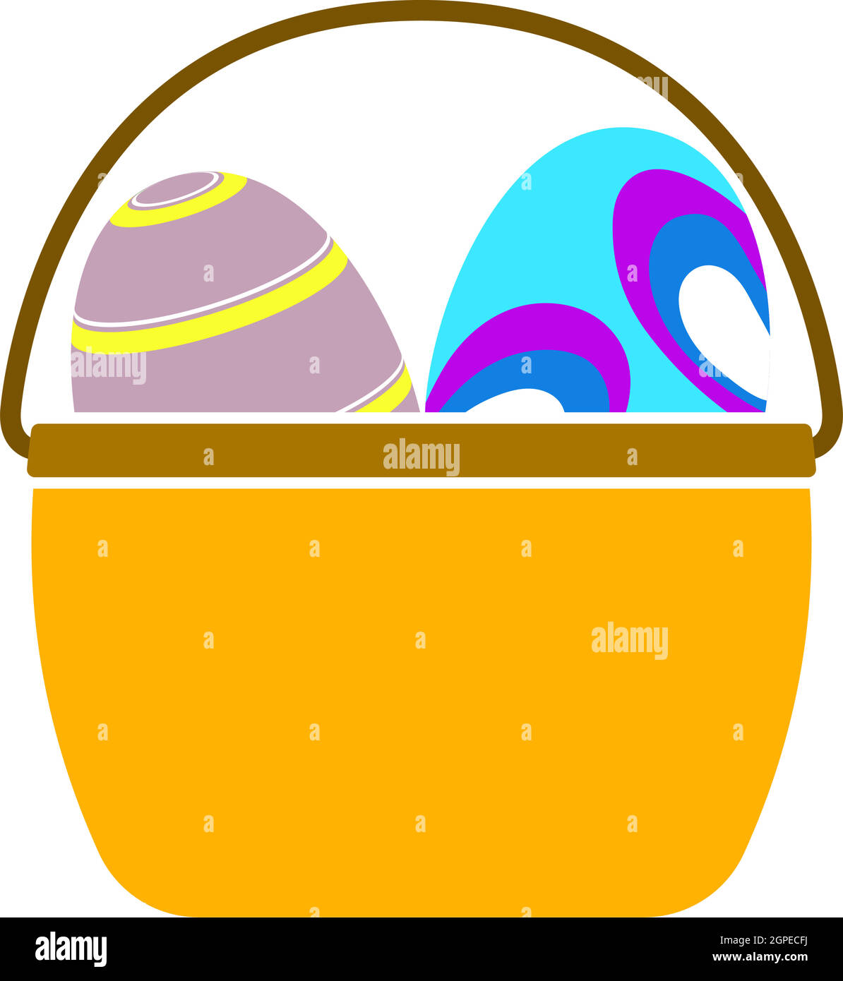 Easter Basket With Eggs Icon Stock Vector